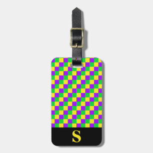 Etiqueta De Bagagem Monograma Mardi Gras Green, Amarelo, Roxo verifica
