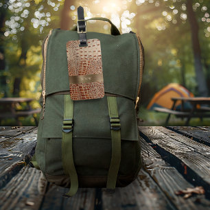 Etiqueta De Bagagem Monograma Metálico de Cobre de Couros Vermelho-ma