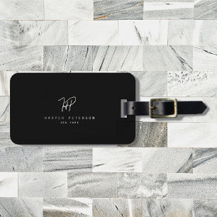 Etiqueta De Bagagem Monograma Mínimo de Luxo Na moda de Bico Negro de 