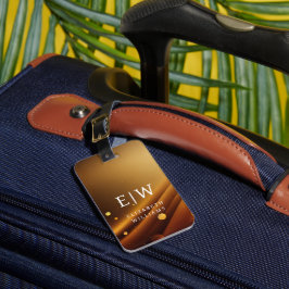 Etiqueta De Bagagem Monograma Moderno Minimalista Padrão Floral Elegan