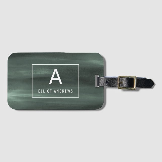 Etiqueta De Bagagem Monograma nevado da aguarela | dos pinhos (Frente Horizontal)