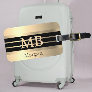 Etiqueta De Bagagem Monograma/Nome Dourado DIY 3-D, Bk/Douradas, Doura