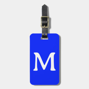 Etiqueta De Bagagem Monograma Nome personalizado Cor Neon Blue Branco