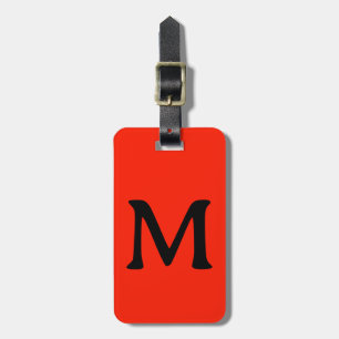 Etiqueta De Bagagem Monograma Nome Personalizado Cor Neon Vermelho Lar
