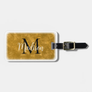 Etiqueta De Bagagem Monograma Nome Personalizado Inicial Laranja Aquar