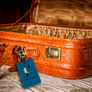 Etiqueta De Bagagem Monograma P cobalto aquarela flor Bagagem