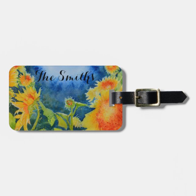 Etiqueta De Bagagem Monograma para sempre do campo de girassol (Frente Horizontal)