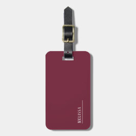 Etiqueta De Bagagem Monograma personalizado, burgundy moderno