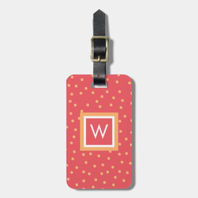 Etiqueta De Bagagem Monograma Personalizado com Bolinhas (Frente Vertical)