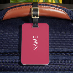 Etiqueta De Bagagem Monograma personalizado, cor-de-rosa magenta minim