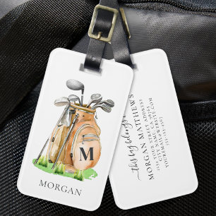 Etiqueta De Bagagem Mônograma Personalizado de Bolsa de Golfe