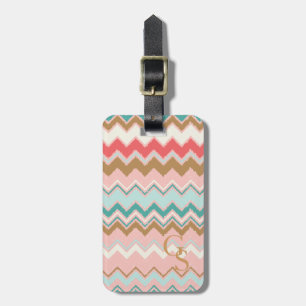 Etiqueta De Bagagem Monograma Personalizado de Chic Pastel Rosa Mint C