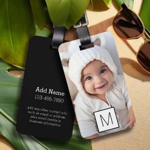 Etiqueta De Bagagem Monograma Personalizado de Colagem de Fotos em Bra