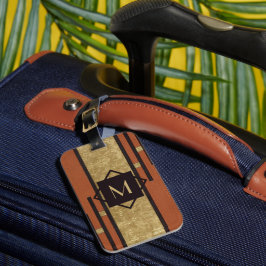 Etiqueta De Bagagem Monograma Personalizado de Deco de Arte Preta e Do