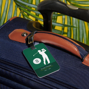 Etiqueta De Bagagem Monograma Personalizado de Golfistas Verdes