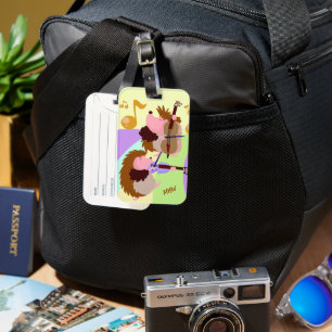 Etiqueta De Bagagem Monograma personalizado de Hedgehogs Musicais
