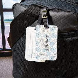 Etiqueta De Bagagem Monograma Personalizado de Padrão de Aquarela Flor