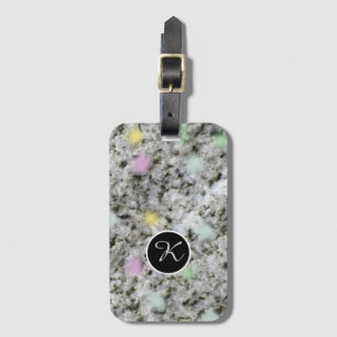 Etiqueta De Bagagem Monograma Personalizado de Textura de Rock Doce Pa