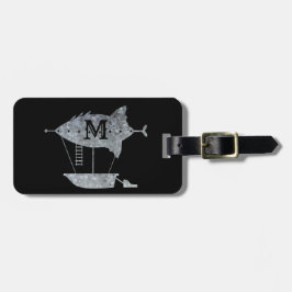 Etiqueta De Bagagem Monograma personalizado do navio Steampunk Silver 