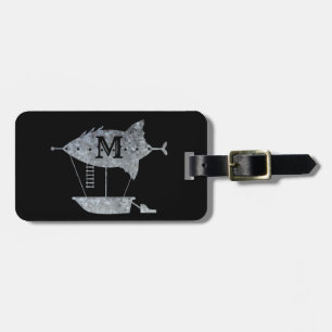 Etiqueta De Bagagem Monograma personalizado do navio Steampunk Silver