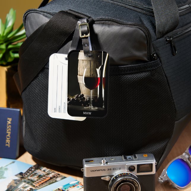 Etiqueta De Bagagem Monograma personalizado do telhado de vinho (Frente e Verso)