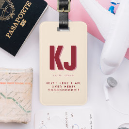 Etiqueta De Bagagem Monograma Personalizado Engraçado e Destacado