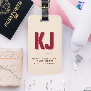 Etiqueta De Bagagem Monograma Personalizado Engraçado e Destacado