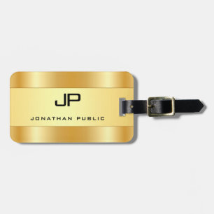 Etiqueta De Bagagem Monograma Personalizado Faux Dourado Glamorous
