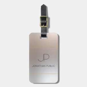 Etiqueta De Bagagem Monograma Personalizado Faux Dourado Silver Parede