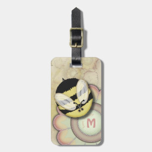 Etiqueta De Bagagem Monograma personalizado feliz da abelha