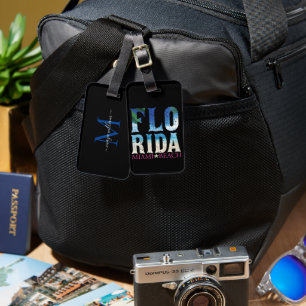 Etiqueta De Bagagem Monograma Personalizado Flórida, Miami Beach