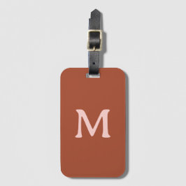 Etiqueta De Bagagem Monograma Personalizado Laranja Queimado