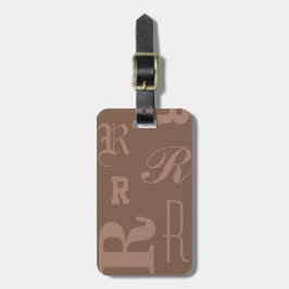 Etiqueta De Bagagem Monograma Personalizado Mocha, Tipografia Inicial