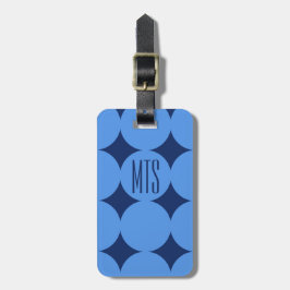 Etiqueta De Bagagem Monograma Personalizado Moderno Ponto, Azul Person
