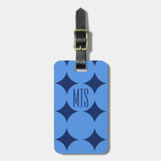 Etiqueta De Bagagem Monograma Personalizado Moderno Ponto, Azul Person