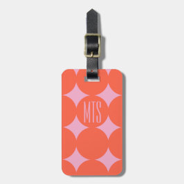 Etiqueta De Bagagem Monograma Personalizado Moderno Ponto, Laranja Per