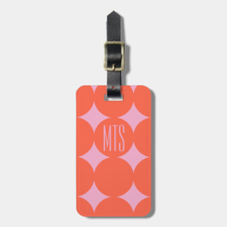 Etiqueta De Bagagem Monograma Personalizado Moderno Ponto, Laranja Per