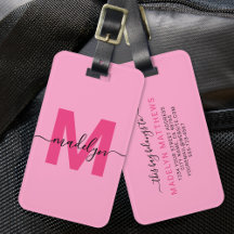 Monograma Personalizado Moderno Rosa Quente 
