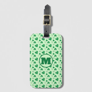 Etiqueta De Bagagem Monograma personalizado Padrão de Shamrock verde L
