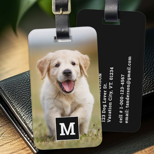 Etiqueta De Bagagem Monograma Personalizado Pet Puppy Personalizado Pe (Criador carregado)