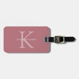 Etiqueta De Bagagem Monograma Pink Clássico Personalizado