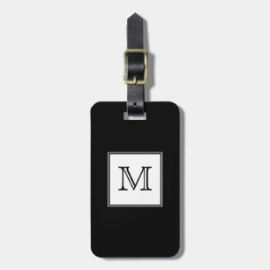 Etiqueta De Bagagem Monograma preto e branco