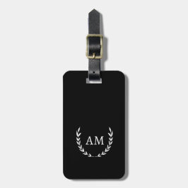 Etiqueta De Bagagem Monograma Preto e Branco Personalizado
