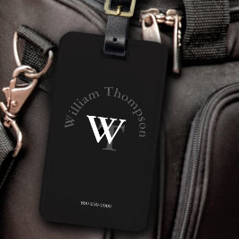 Etiqueta De Bagagem monograma - preto personalizado