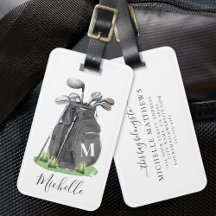 Monograma Preto Personalizado de Golfe