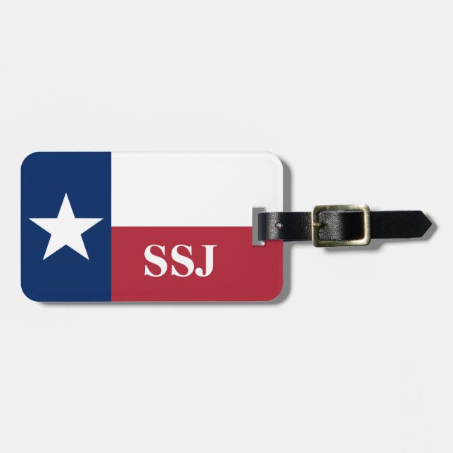 Etiqueta De Bagagem Monograma Red White Blue Flag Texas (Frente Horizontal)