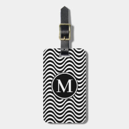 Etiqueta De Bagagem Monograma RF Black Waves II