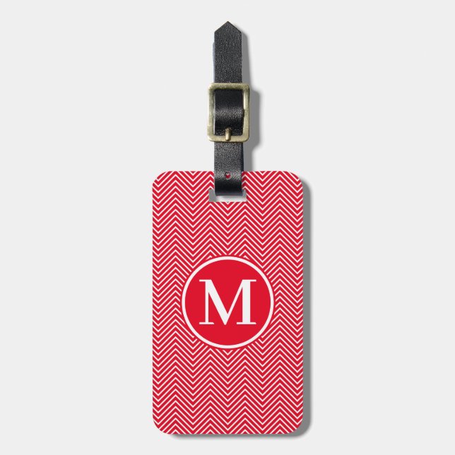 Etiqueta De Bagagem Monograma RF Red Classf Thin Chevron (Frente Vertical)