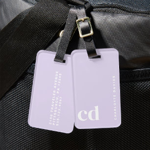 Etiqueta De Bagagem Monograma Roxo-Puro-Cinzento