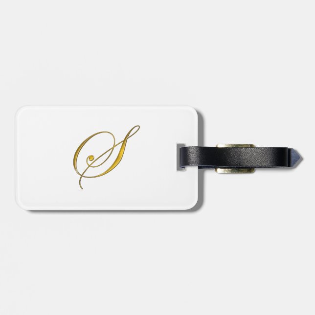 Etiqueta De Bagagem Monograma S Dourado (Traseira Horizontal)